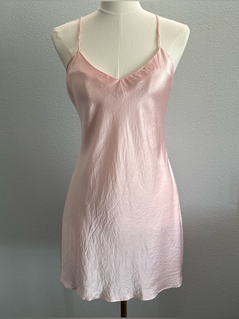 August Silk 100% Silk Blush Pink Slip Dress Satin Cami Mini Dress Size M